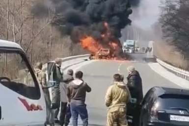 На трассе загорелся автомобиль tg-канал (18+) svodka25