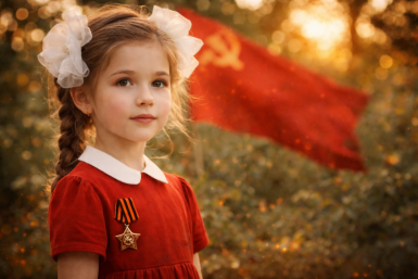 Девочка с медалью и лентами Создано при помощи ИИ