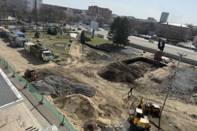 Ремонтные работы на площади предоставлено пресс-службой Думы УГО