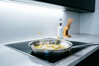 1/2 ложки на сковородку — и масло не брызгает при жарке: больше никаких ожогов и жирной плиты