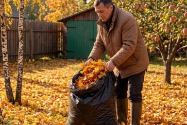 Опавшие листья не жгу: Сыплю в мешок в сентябре и кидаю под забор - к весне готов компост