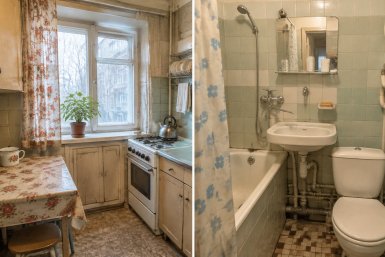 Маленькие кухни и совмещённые санузлы в СССР: как умещали все в крохотных хрущевках