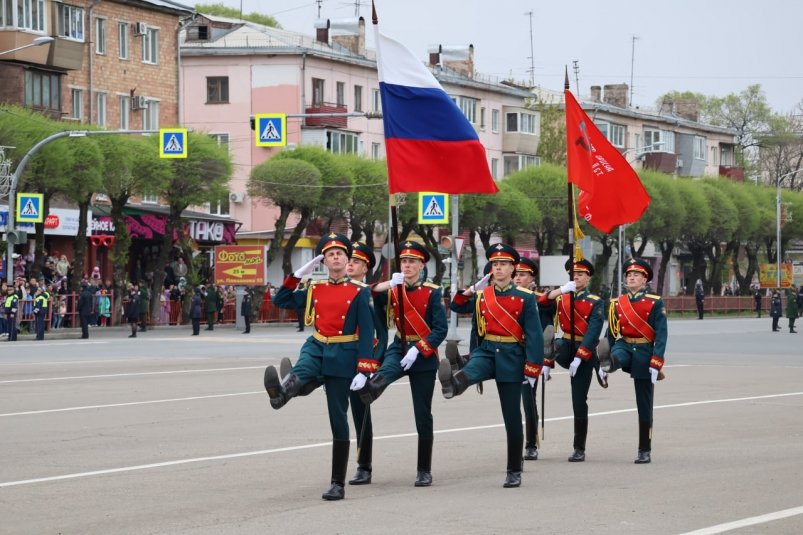 Военный парад в честь 79-й годовщины Великой Победы прошел в Уссурийске